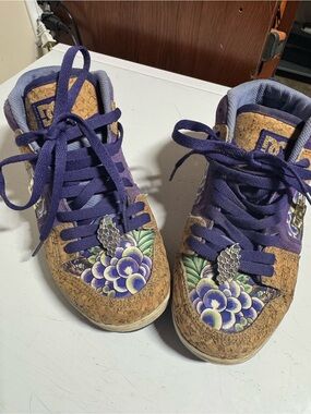 DC Women's Purple High-Top Sneakers with Cork & Floral Accents